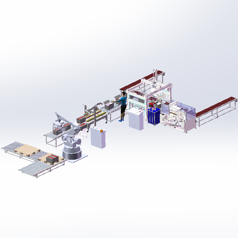 产品分拣装箱开箱机放卡片封箱机称重剔除码垛自动化包装图纸